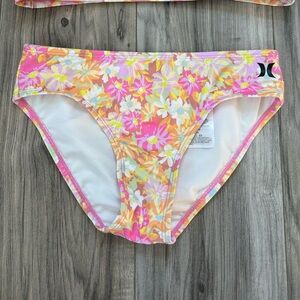NWOT Hurley Kids Floral 1 Piece Swim Bottom in Pink and Orange Size M (10-12)